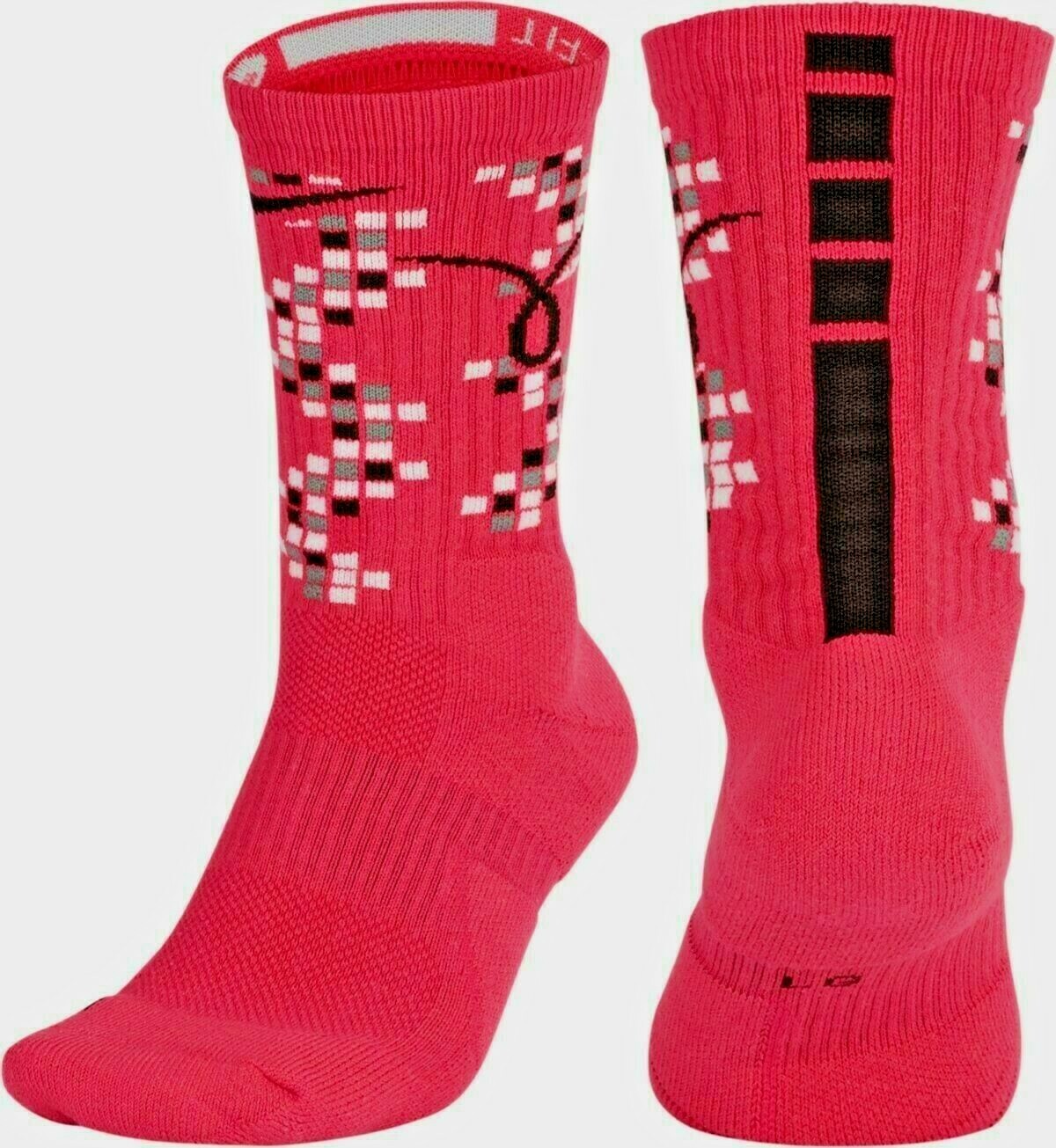 Nike Elite Crew Basketball Socks Pink/Black Kay Yow Dri Fit Unisex Med, Lge 1 Pr