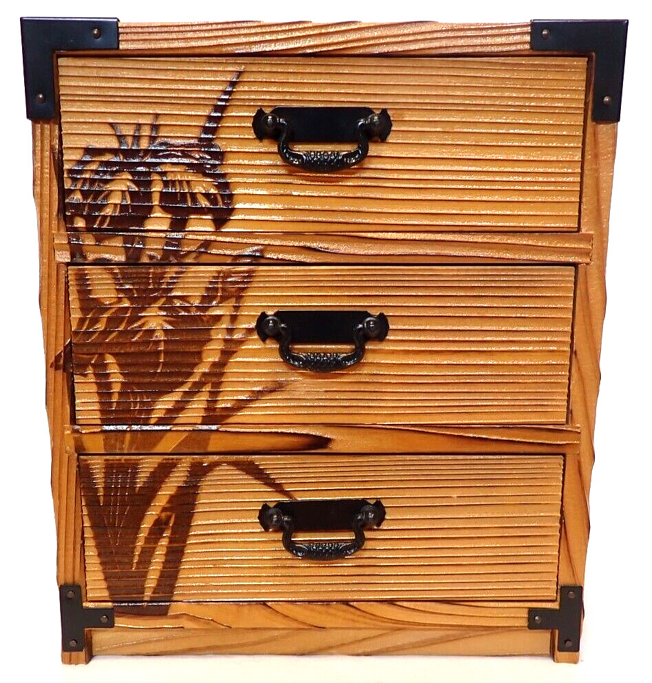 tansu or mini chest of drawers made entirely of pawlownia-wood 13×8in×6.7 in