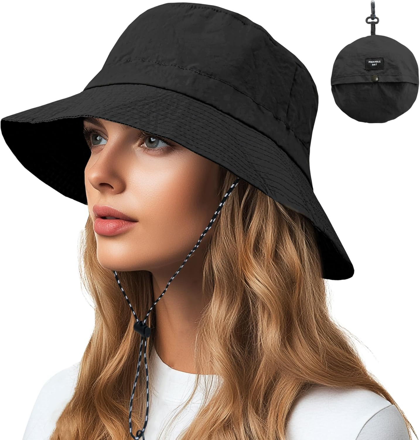 NPQQUAN Waterproof Quick Dry Bucket Hats for Woman Men Packable Foldable Rain