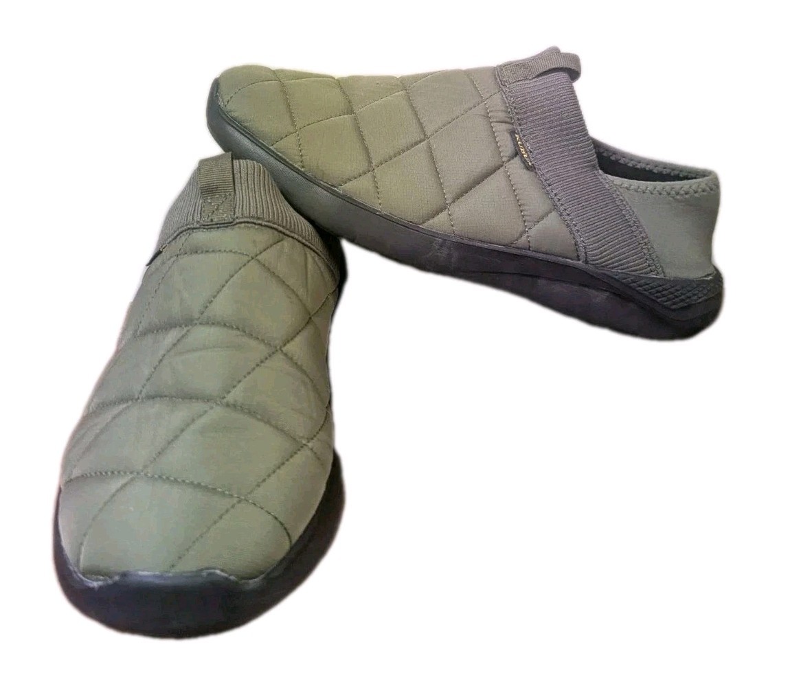 Kubua Slippers Olive Green Quilted Indoor Slip On Size 46 Mens 12 US Womens 13.5