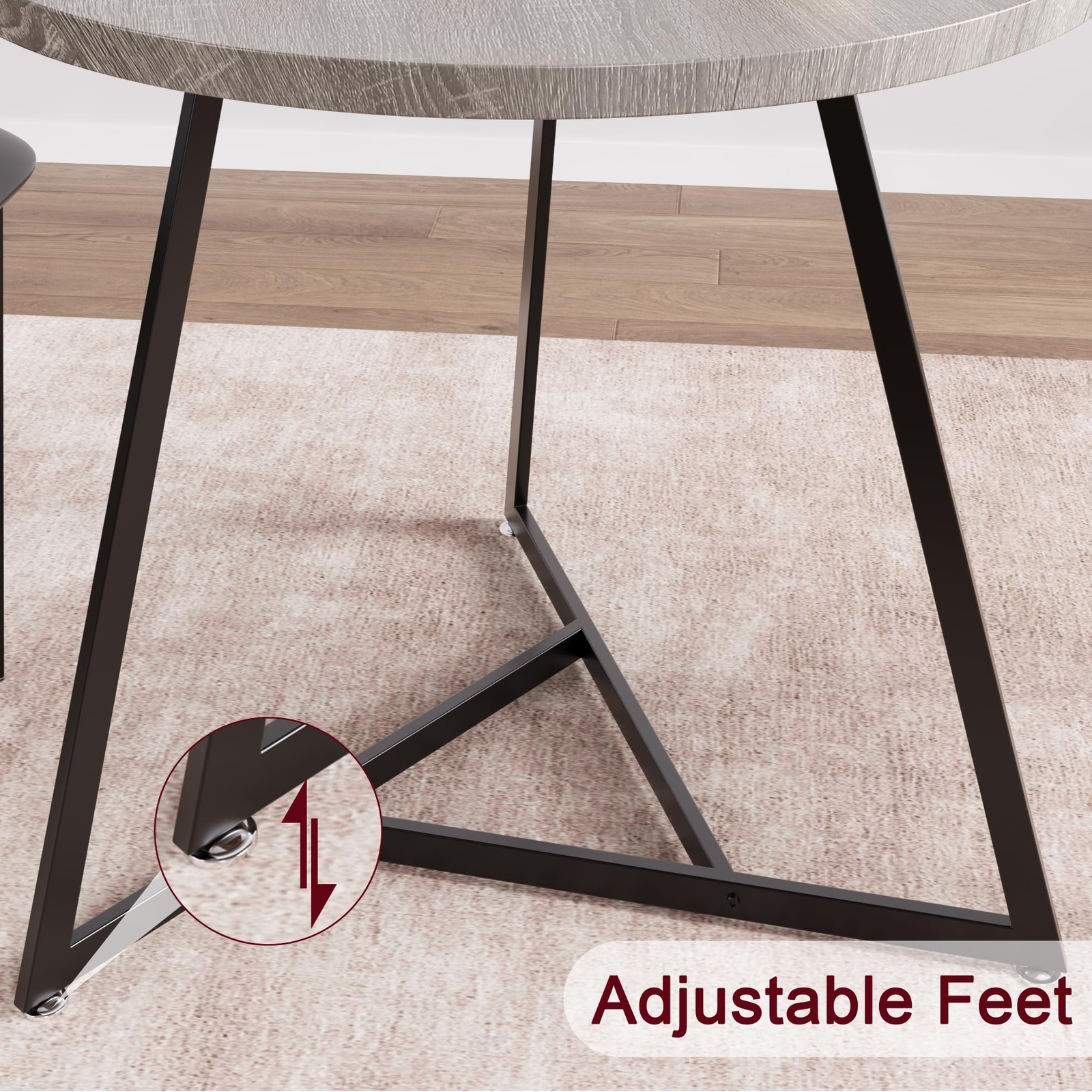 Round Dining Table Set for 2, Kitchen Table with 2 Upholstered Chairs for Small