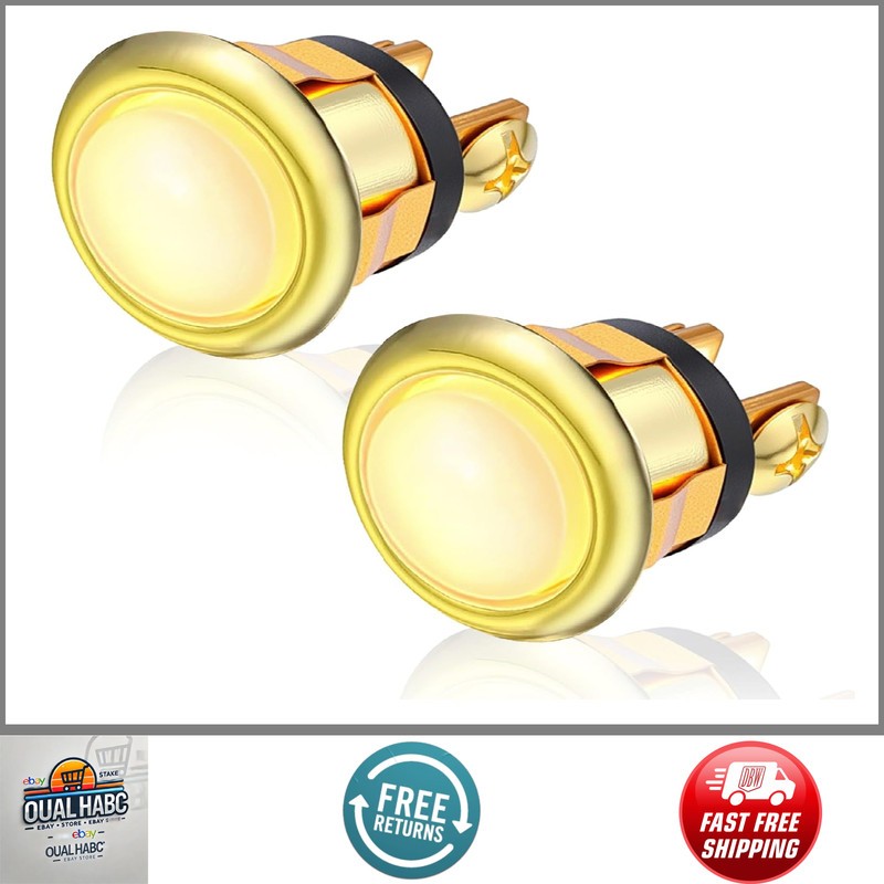 2 Pack Lighted Doorbell Button Gold Round Wired Door Bell Ringer Kit Easy Instal