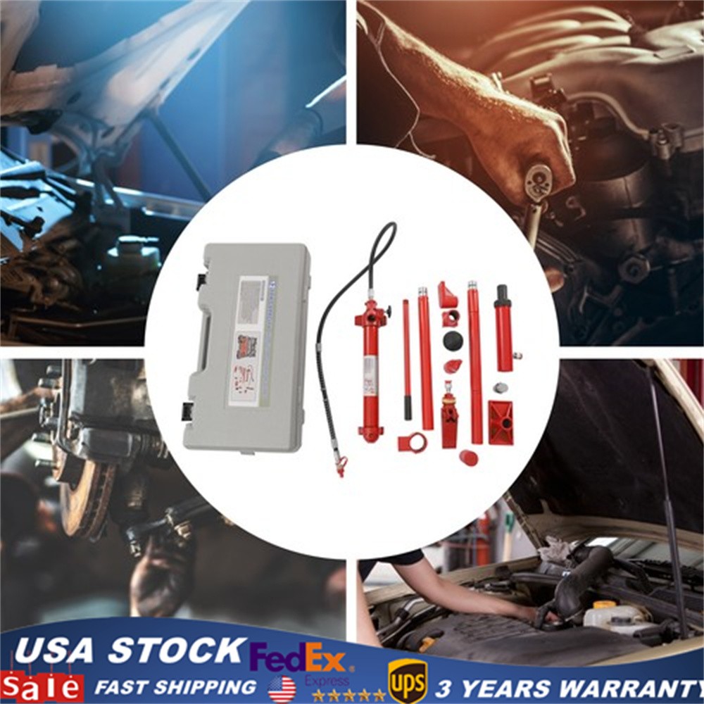 12 Ton Hydraulic Jack Air Pump Lift Ram Body Frame Porta Power Kit Heavy Duty