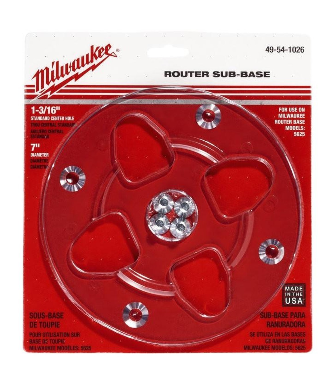 Milwaukee 49-54-1026 Clear, 7 in. Dia. 1-3/16 in. Center Hole Sub-Base