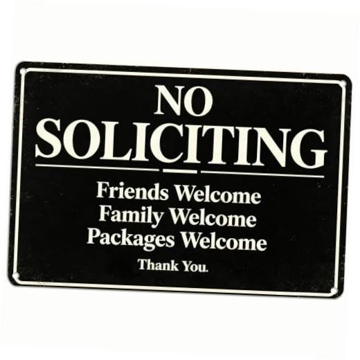 No Soliciting Sign for Front Door, Polite No Soliciting Black Sales Warning
