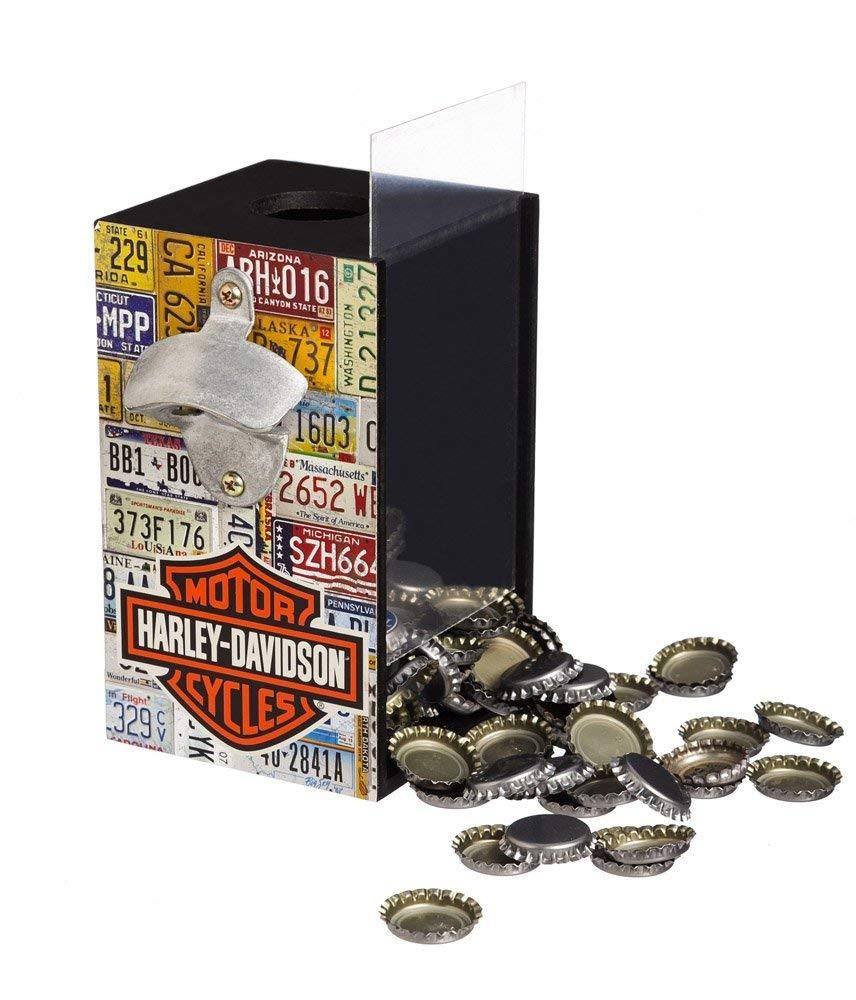 Harley Davidson Tabletop Bar Shield Bottle Opener Cap Caddy 8BC4900 Biker NEW
