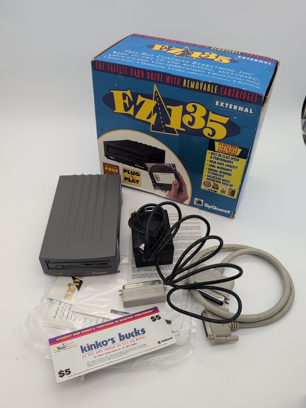1995 SyQuest EZ135 Mb Drive SCSI External 135MB Retro Computing Gaming Untested