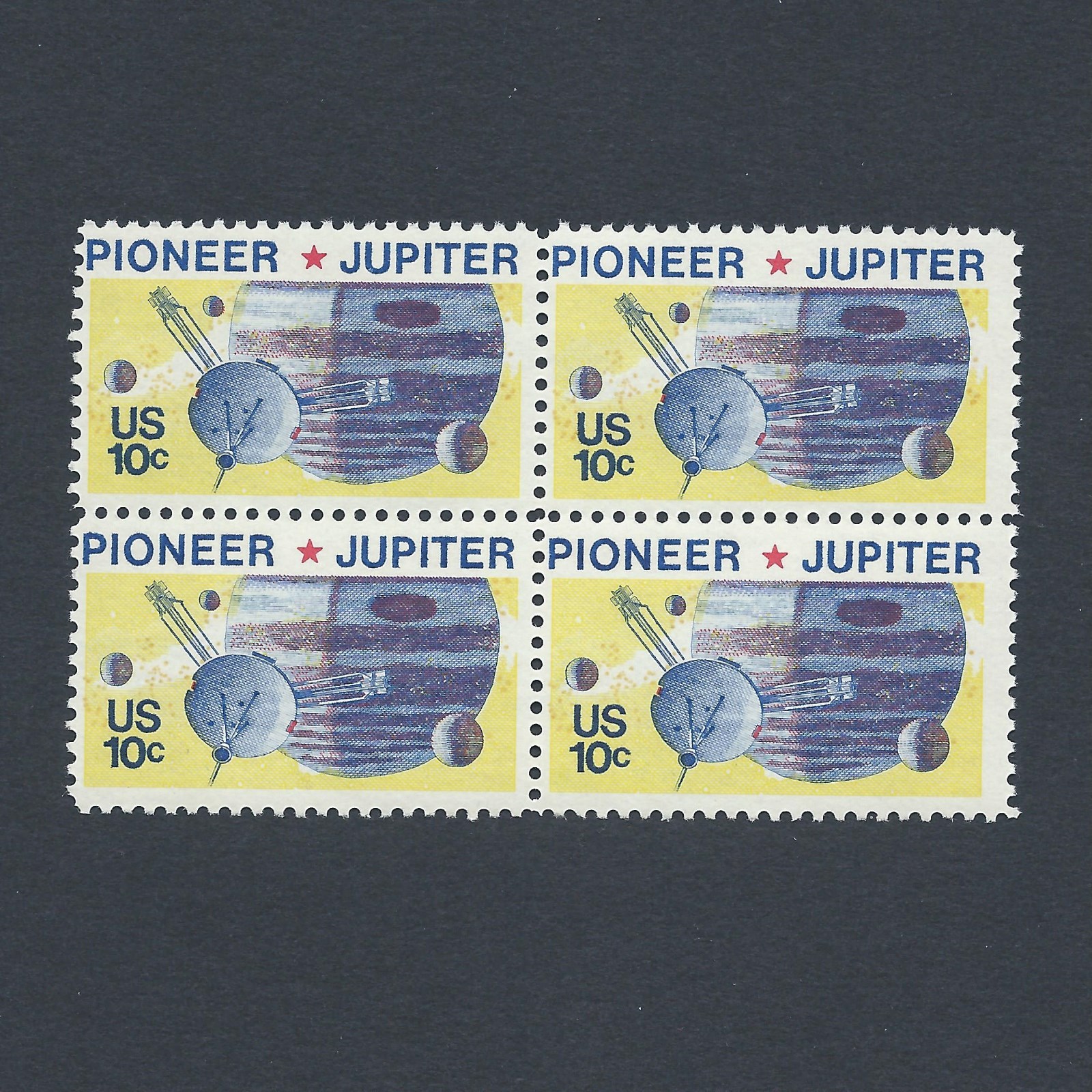 Pioneer 10 Jupiter Space Mission - 49 Year Old Vintage Mint Set of 4 Stamps!