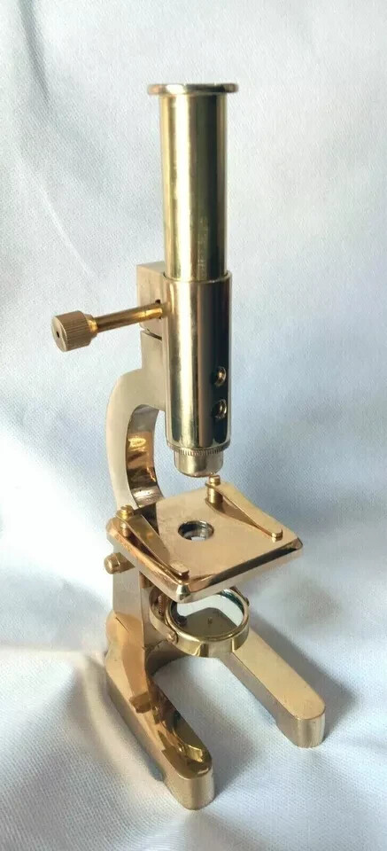 Antique Vintage Solid Brass Microscope Student Microscope 7 Inches Shiny Brass