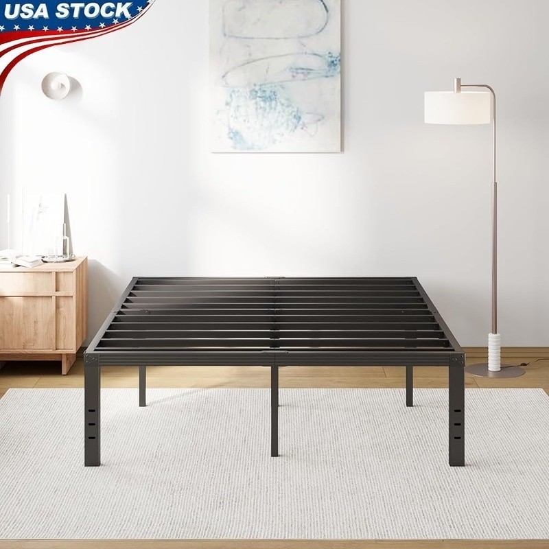 Heavy Duty Queen Bed Frame Metal Noise Free 18 Inch Storage Easy Assembly New