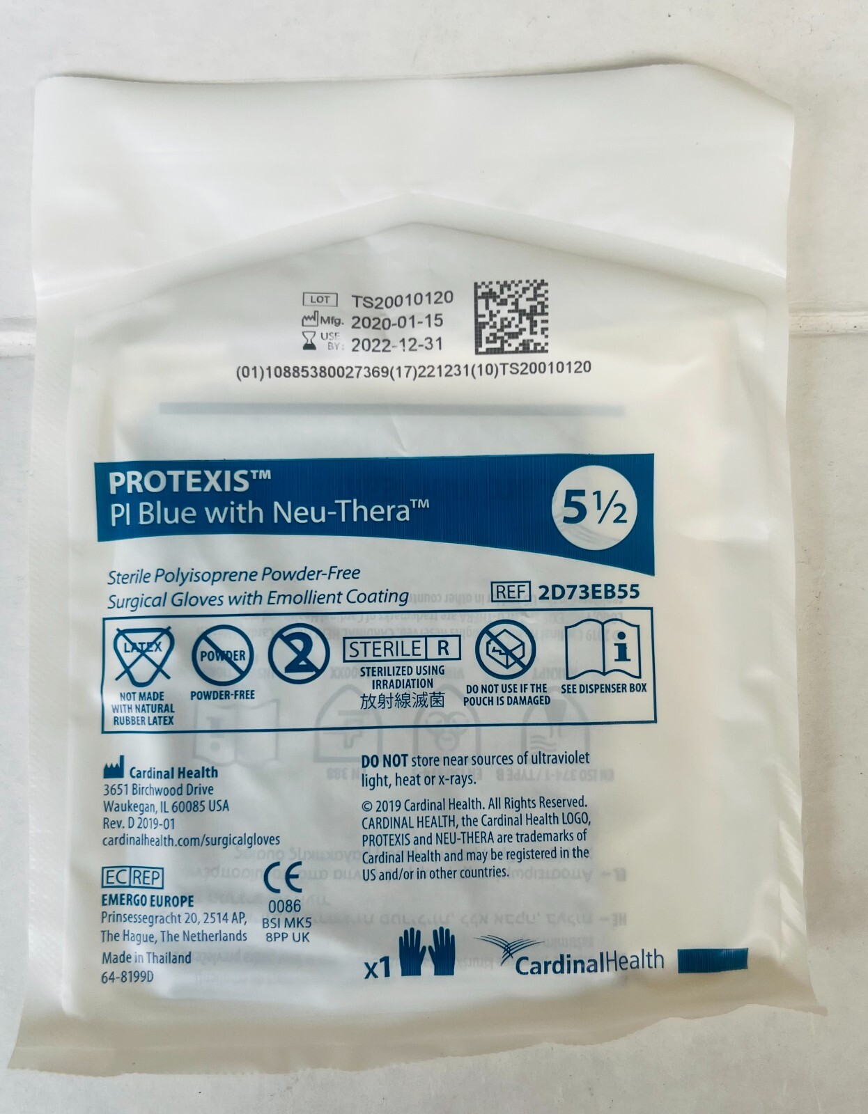 10 Pair PROTEXIS PI Blue Neu-Thera Polyisoprene Powder-Free Size 5.5