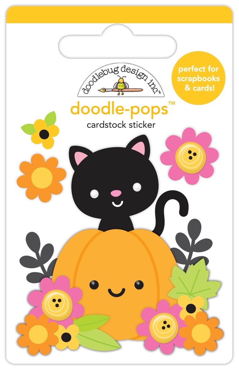 Doodlebug Stickers Doodle-Pop 3D Pumpkin Patch Black Cat Flowers Halloween