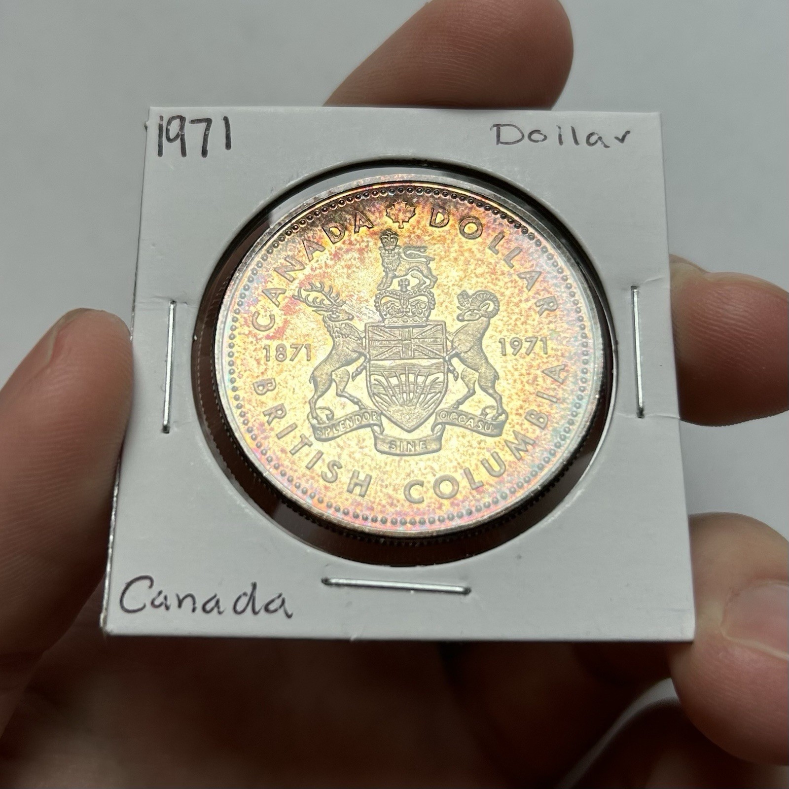 1971 British Columbia Silver Commemorative Dollar, Vibrant Toning [2]
