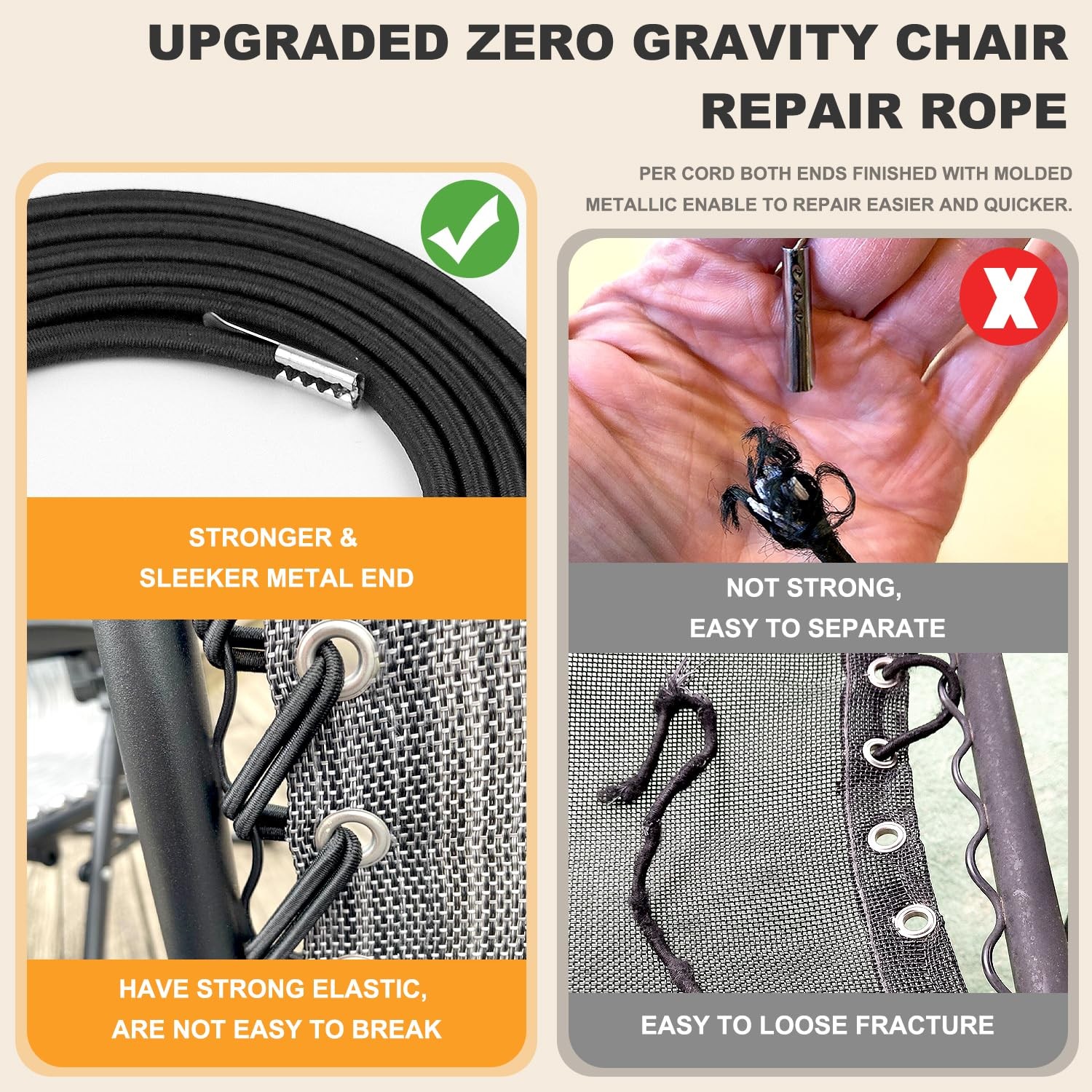 12 Cords Zero Chair Cord, Antigravity Chair ,Universal Repair Cord Kit for Re...