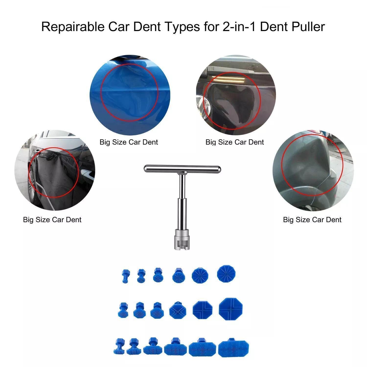 19PCS Car Paintless Dent Repair Puller Dint Hail Damage Lifter Remover Puller US