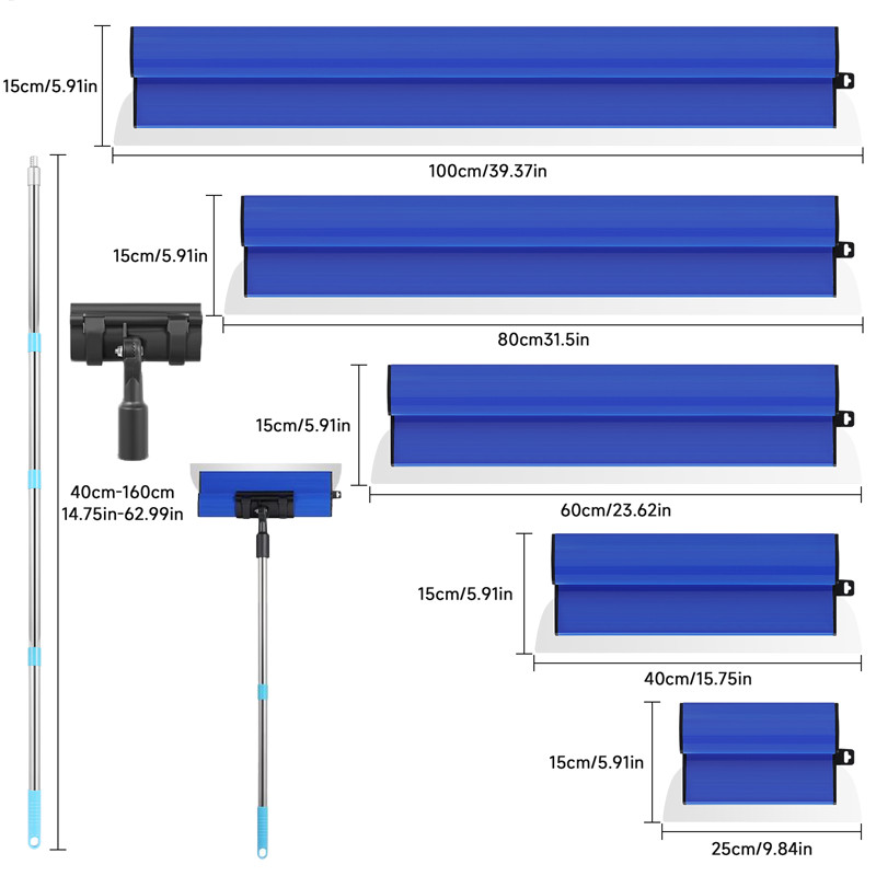 Drywall Composite Skimming Blade Set Knife Combo 10/16/24/31/39in 15-63" Handle