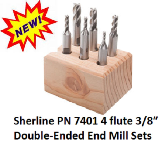Sherline PN 7401 3/8″ Double-Ended End Mill Sets 4 Flute