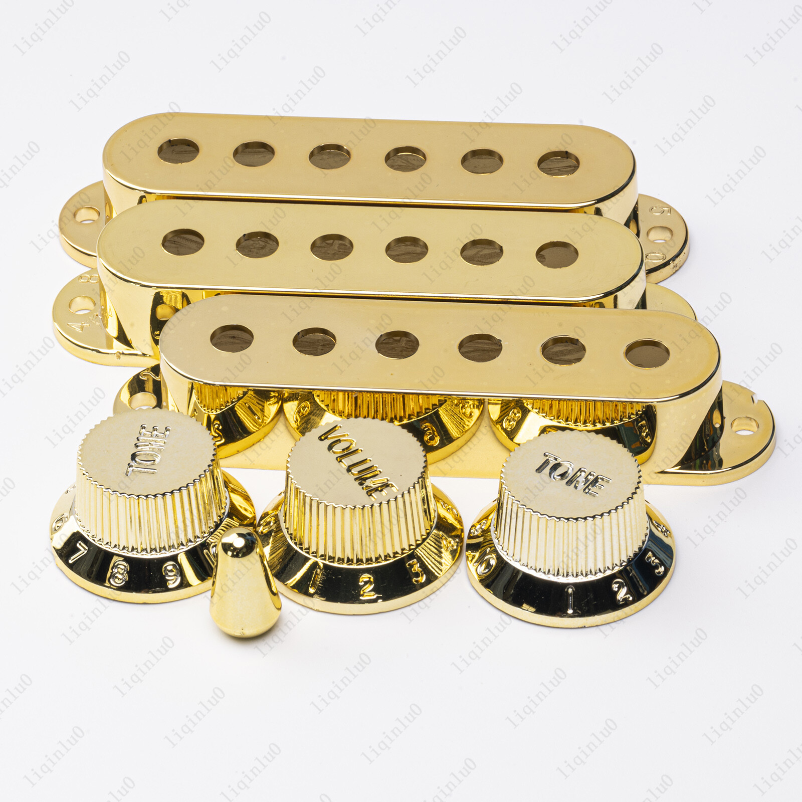 ST Pickup Covers Set Guitar Knobs Switch Tip For Stratocaster Chrome Gold