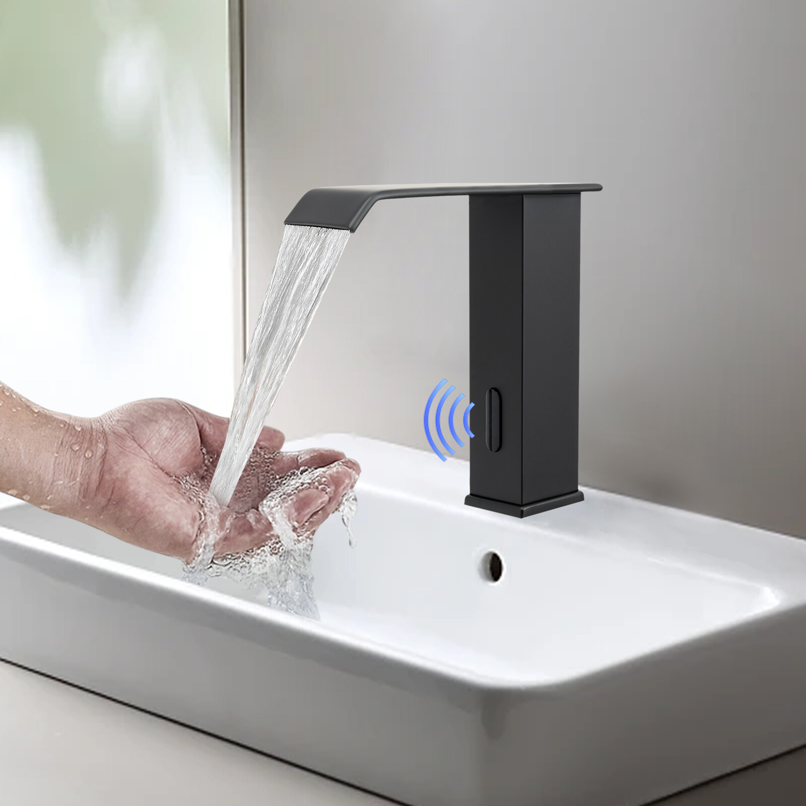 Touchless Waterfall Bathroom Faucet with Infrared Sensor for Easy Use