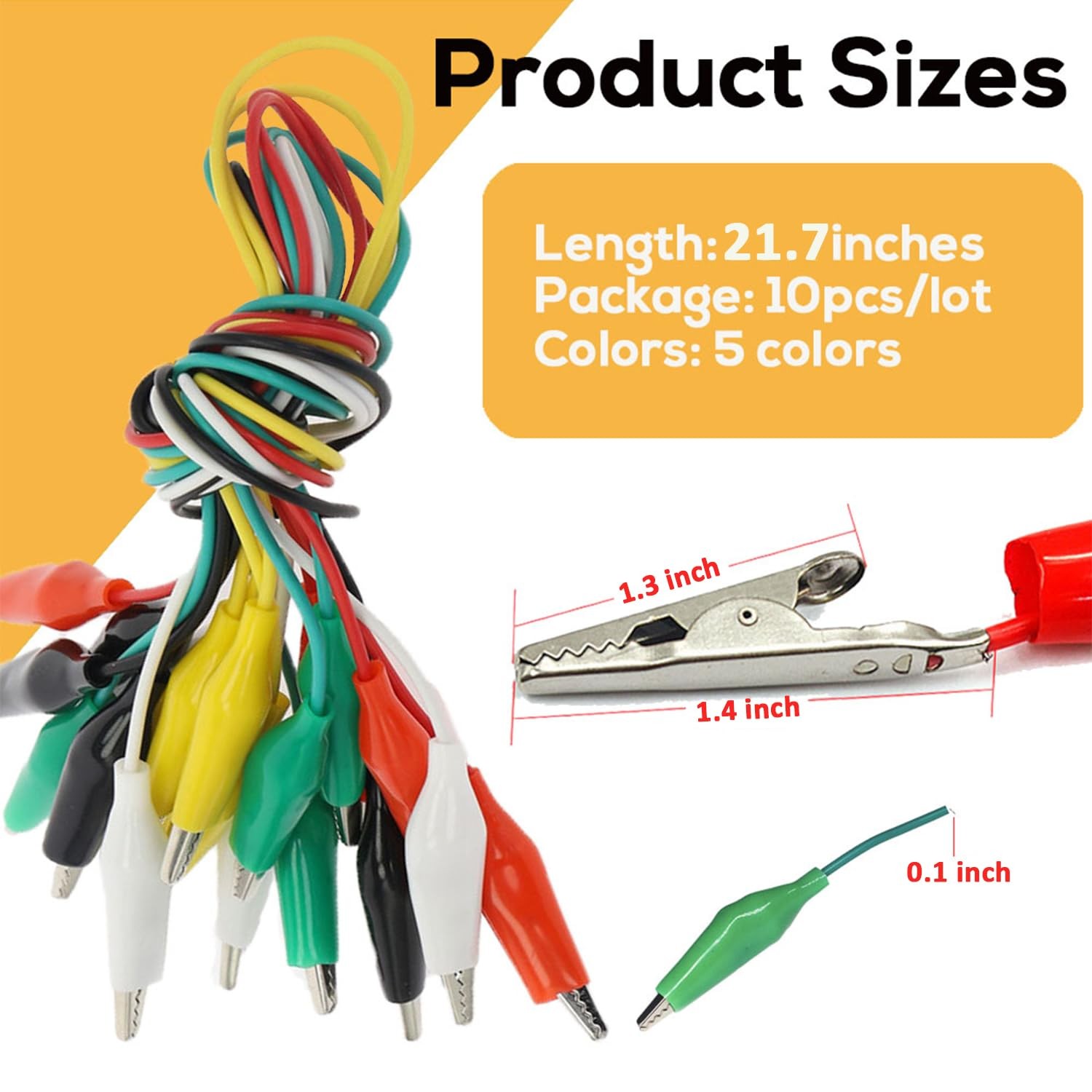 10 Pcs Electrical Alligator Clips with Wires Testing Probe Leads for Circuit