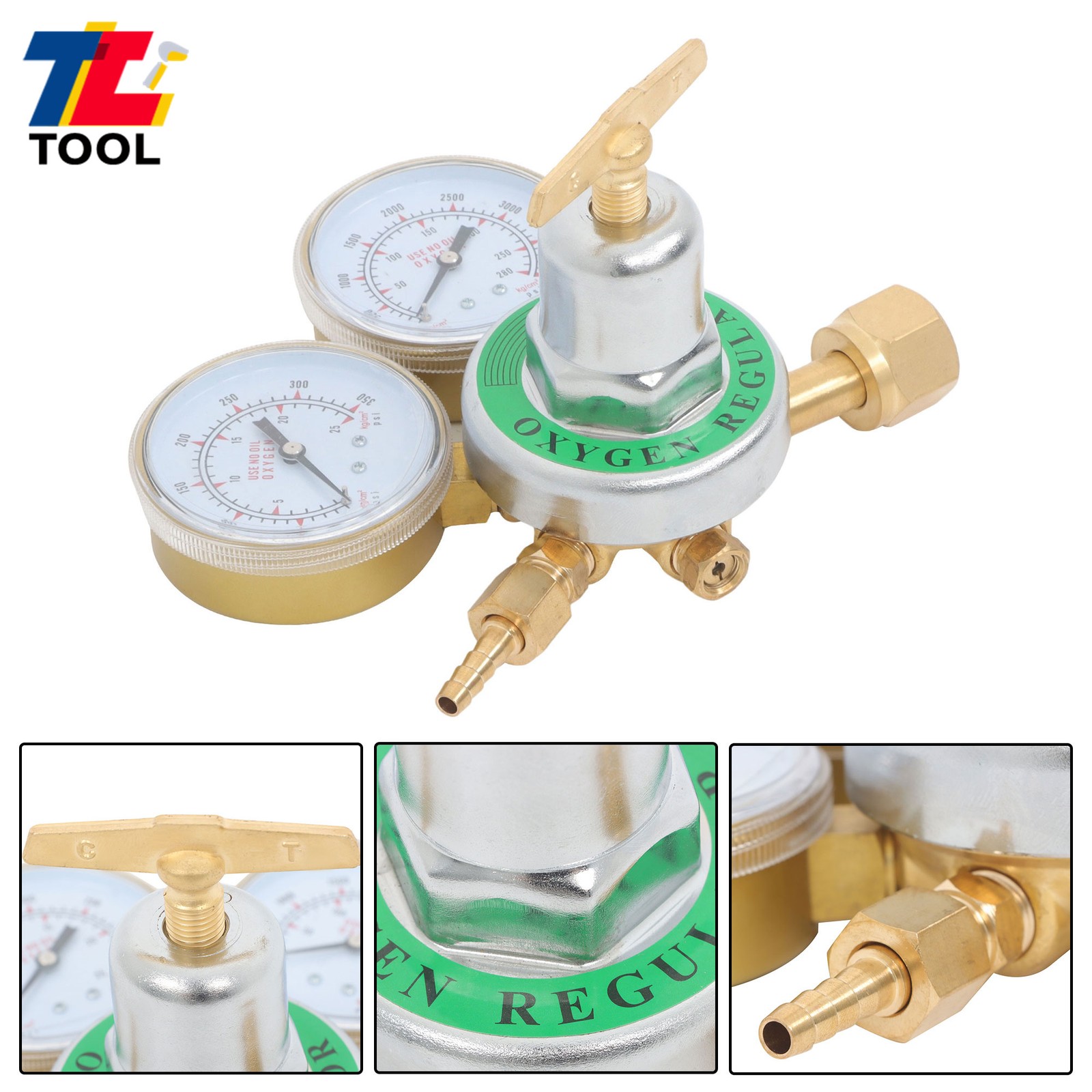CGA 540 Brass Oxygen Regulator for Torch Welding, Includes Pressure Gauge