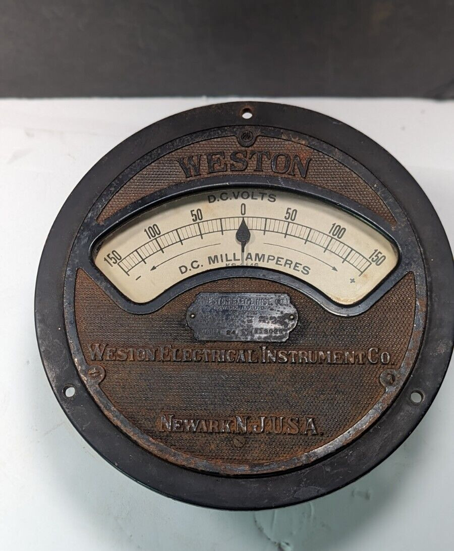 Antique Steampunk Industrial Weston Electrical Voltage DC Milliamperes Model 24