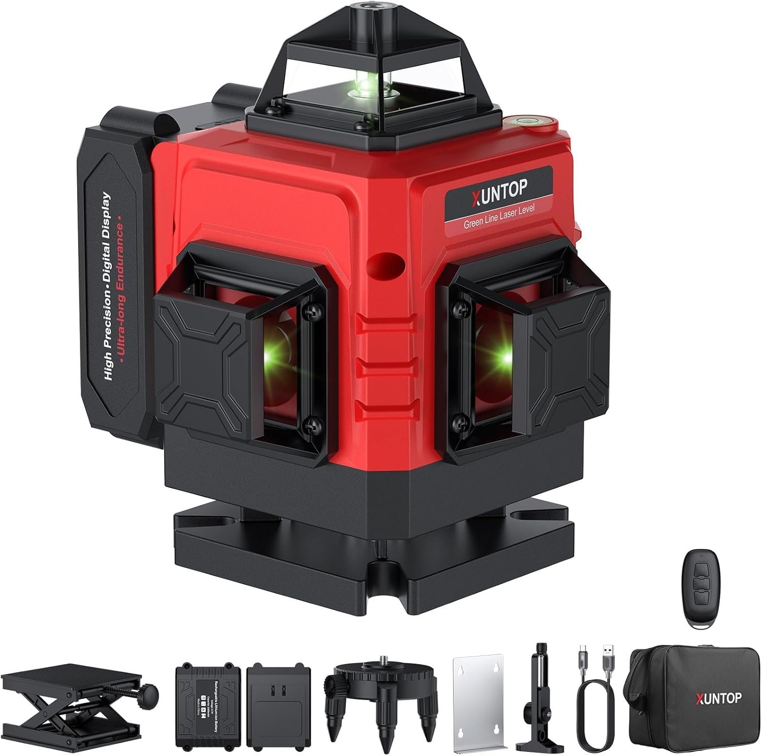 XUNTOP 16 Line 4 X 360° Laser Level,Pulse & Manual Mode Middle, Red