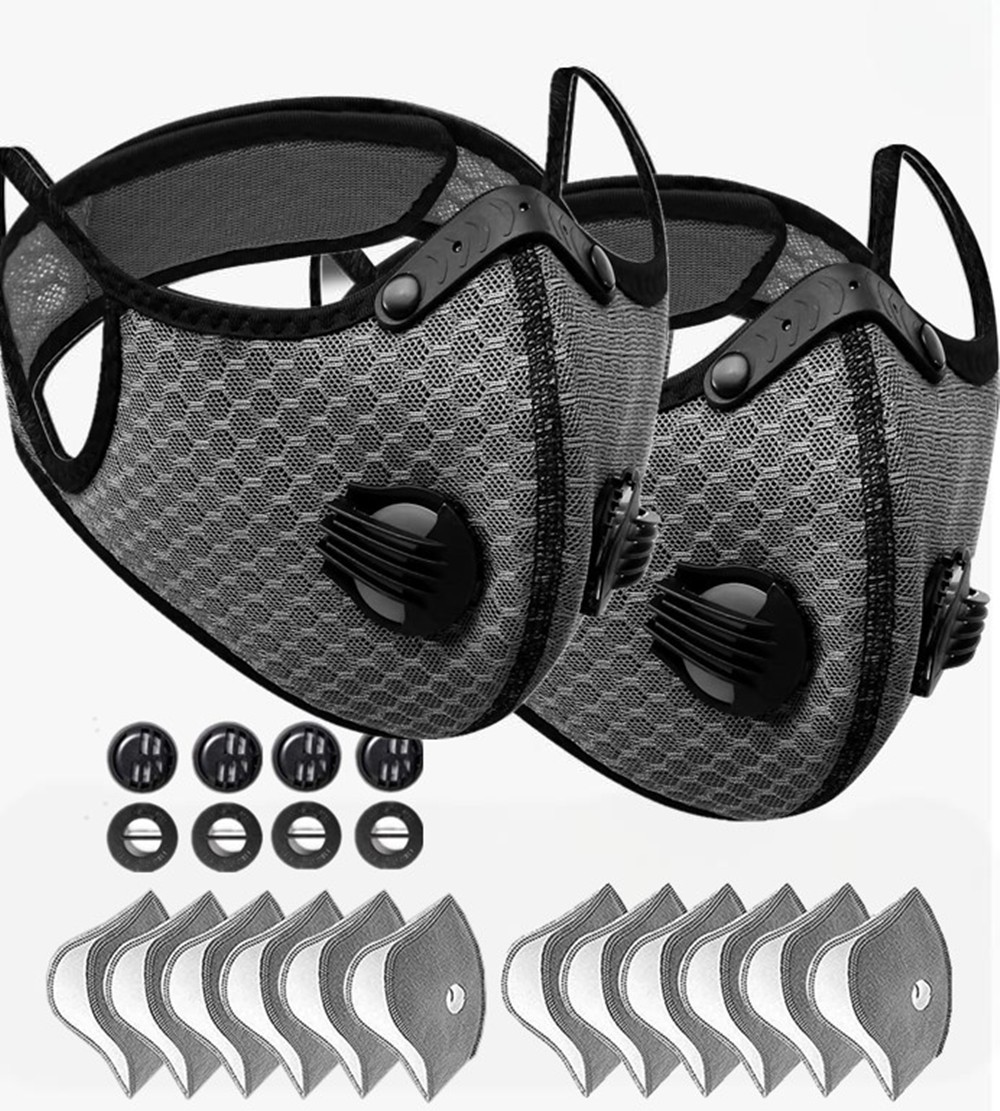 Carbon Filter Face Mask with Valve - Breathable, 2-Pack for Sports & Outdoor Use