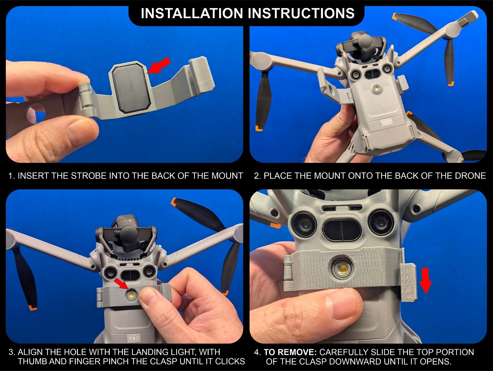 DJI Mini 5 Pro Top Strobe Light Mount for Firehouse Technology ARC V and Micro