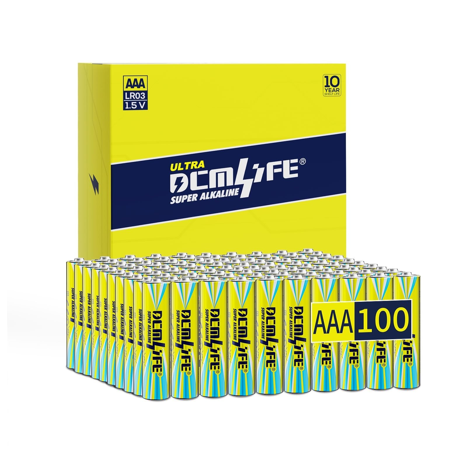 100 Pack AAA Batteries - Long-Lasting Alkaline, Leakproof, 10-Year Shelf Life