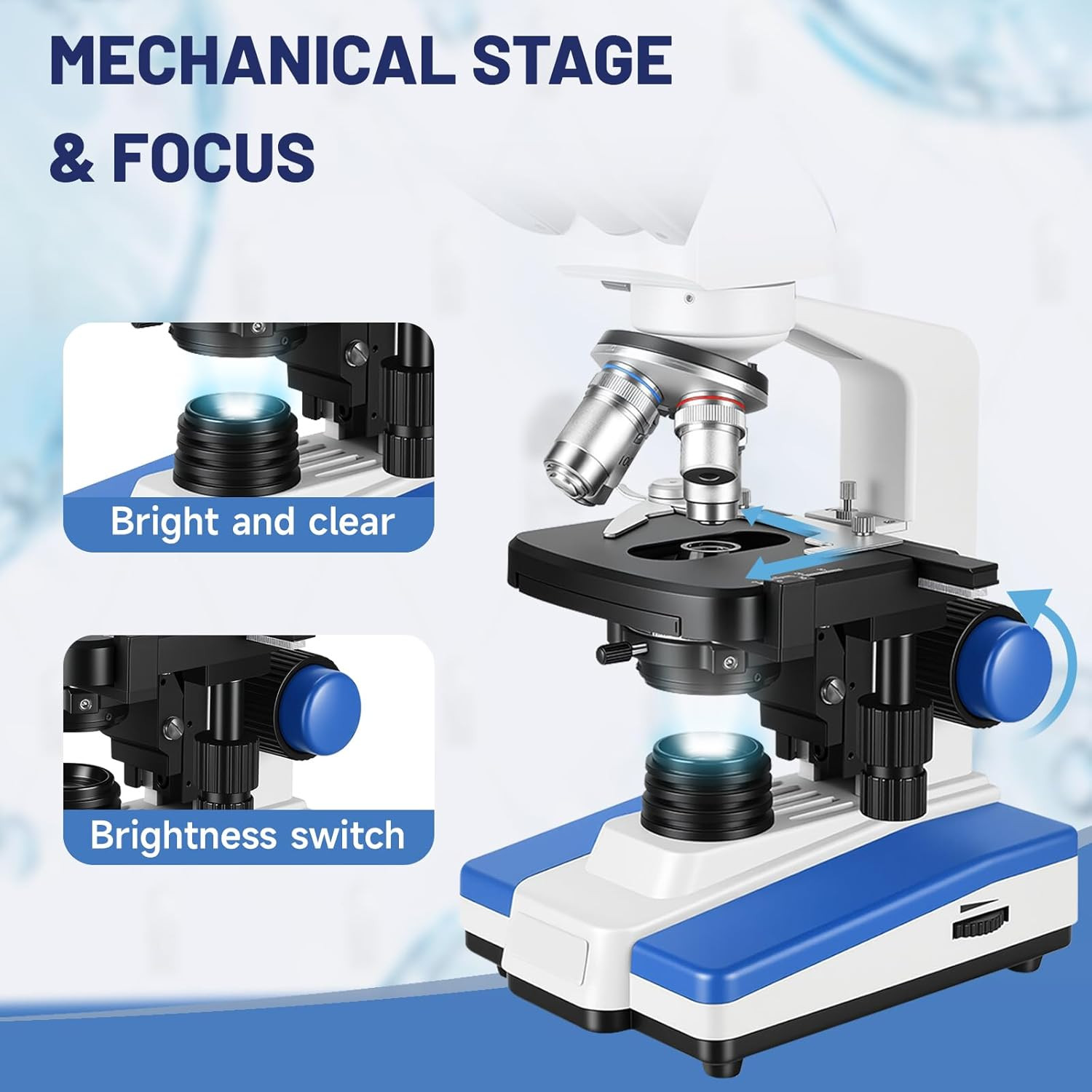 Lab Compound Trinocular Microscopes 40X-2500X Magnification With10 Inch LCD,6MP