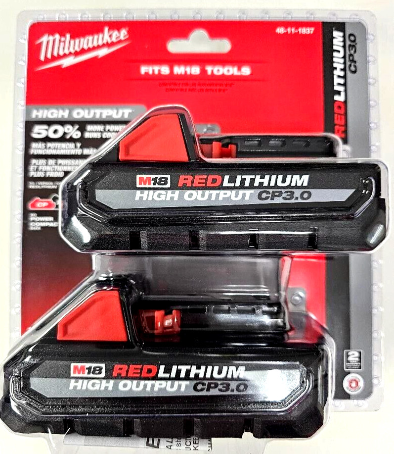 GENUINE 18V Milwaukee 48-11-1837 3.0 AH Batteries M18 (2) 48-11-1835 High Output