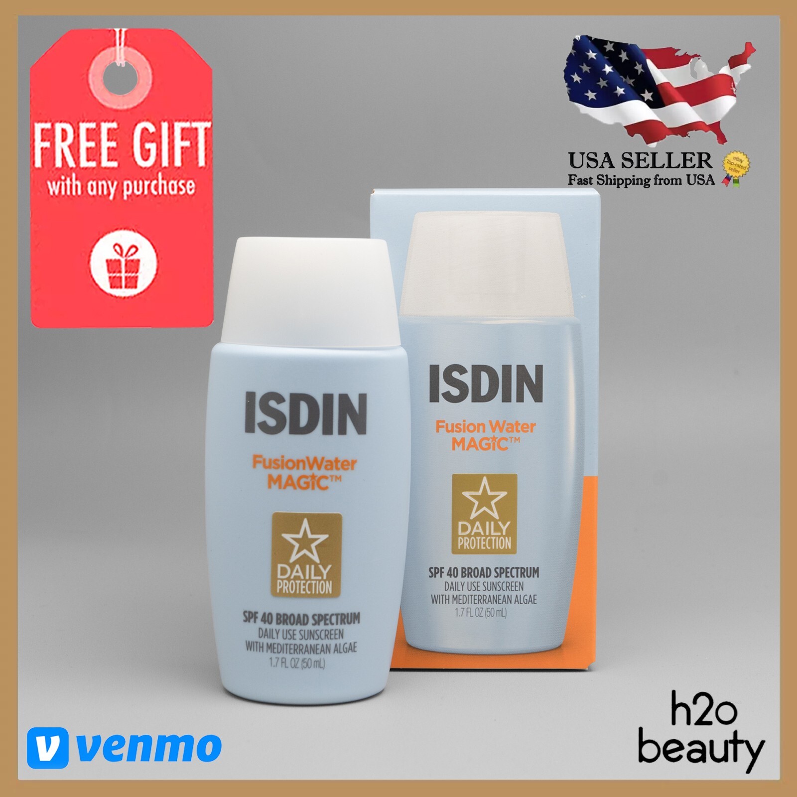 ISDIN  Fusion Water MAGIC sunscreen SPF 40+ 1.7 oz / 50ml NEW IN BOX