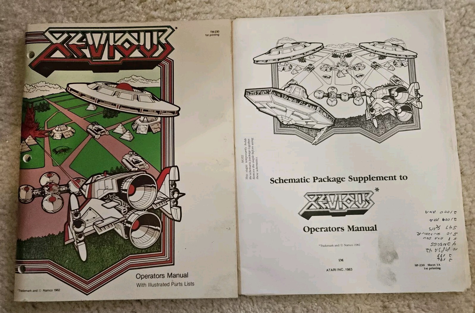 Xevious Operators Manual & Schematic Package Supplement  Atari Arcade Video
