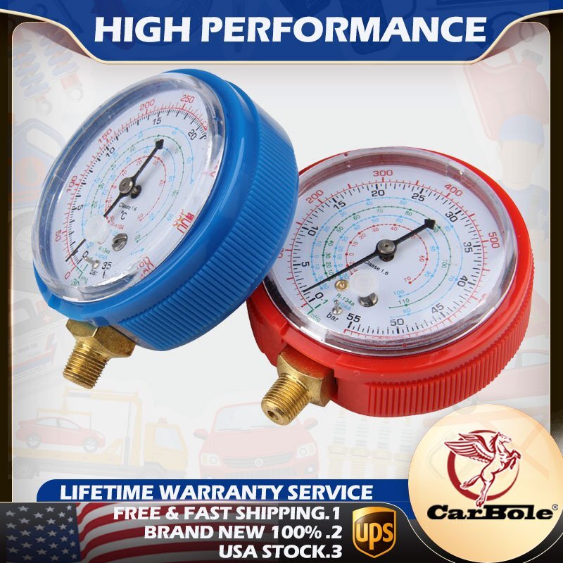2PCS A/C Air Conditioner Pressure Gauge High and Low Pressure Gauge PSI KPA NEW