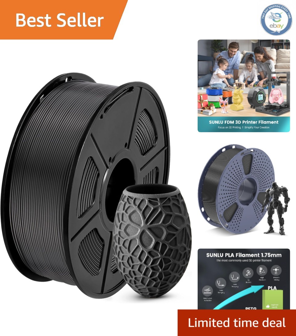 Precision Black PLA Filament 1.75mm - 1kg Spool, Perfect for FDM Printers