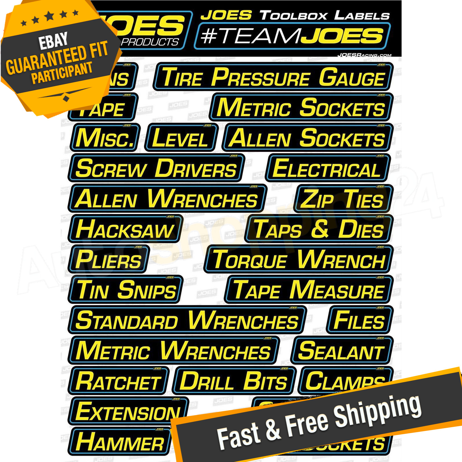 JOES Racing Products 17500 Toolbox Labels