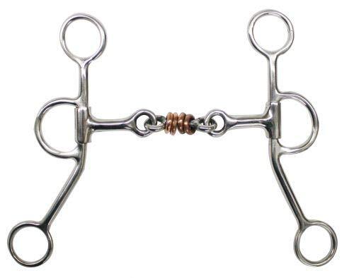 Showman Stainless Steel Dogbone Snaffle Bit w/ Copper Rings