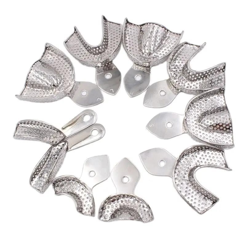 Dental Autoclavable Metal Impression Trays Stainless Steel Upper + Lower Choose