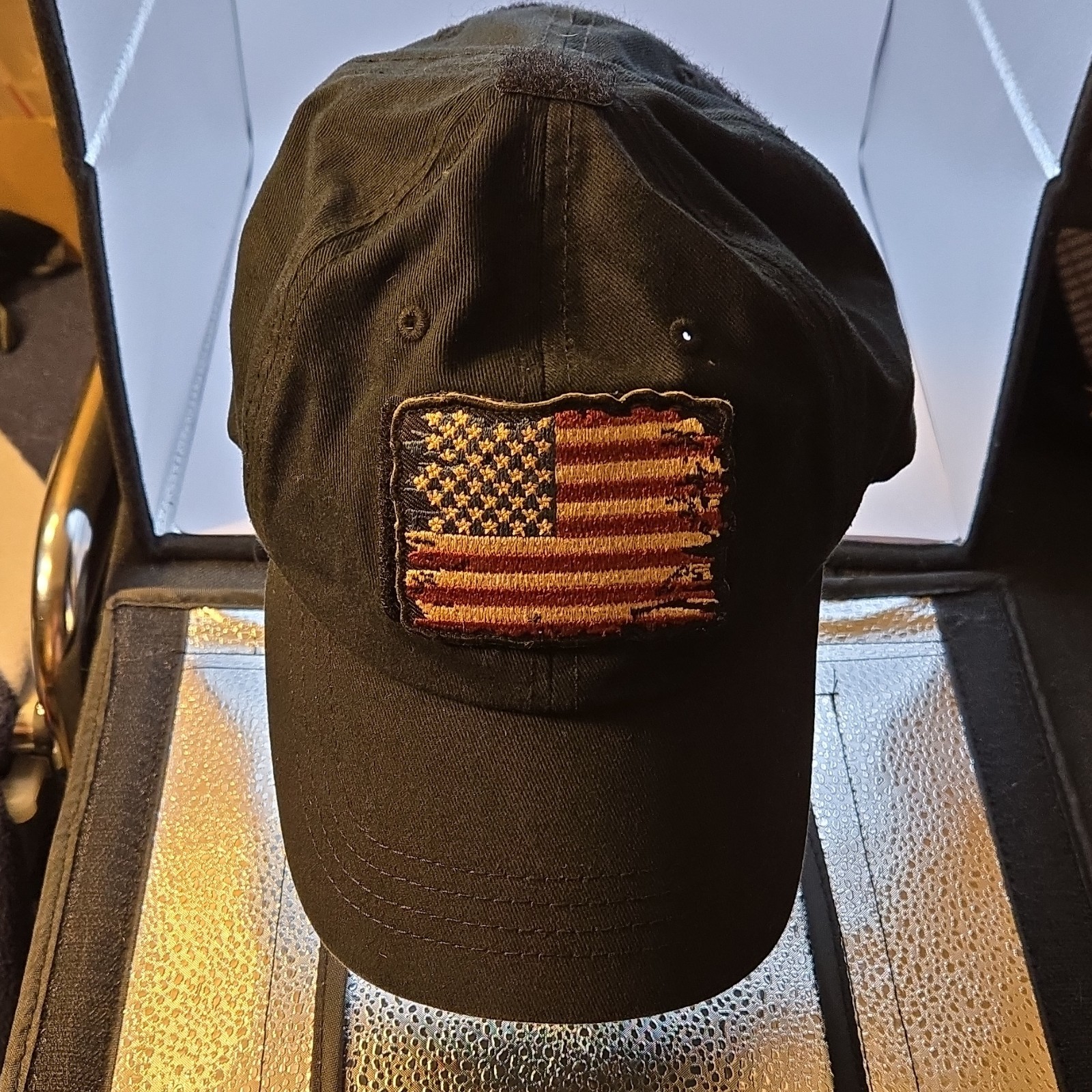 Condor Tactical Ball Cap Black Distressed American Flag Patch One Size TC-002