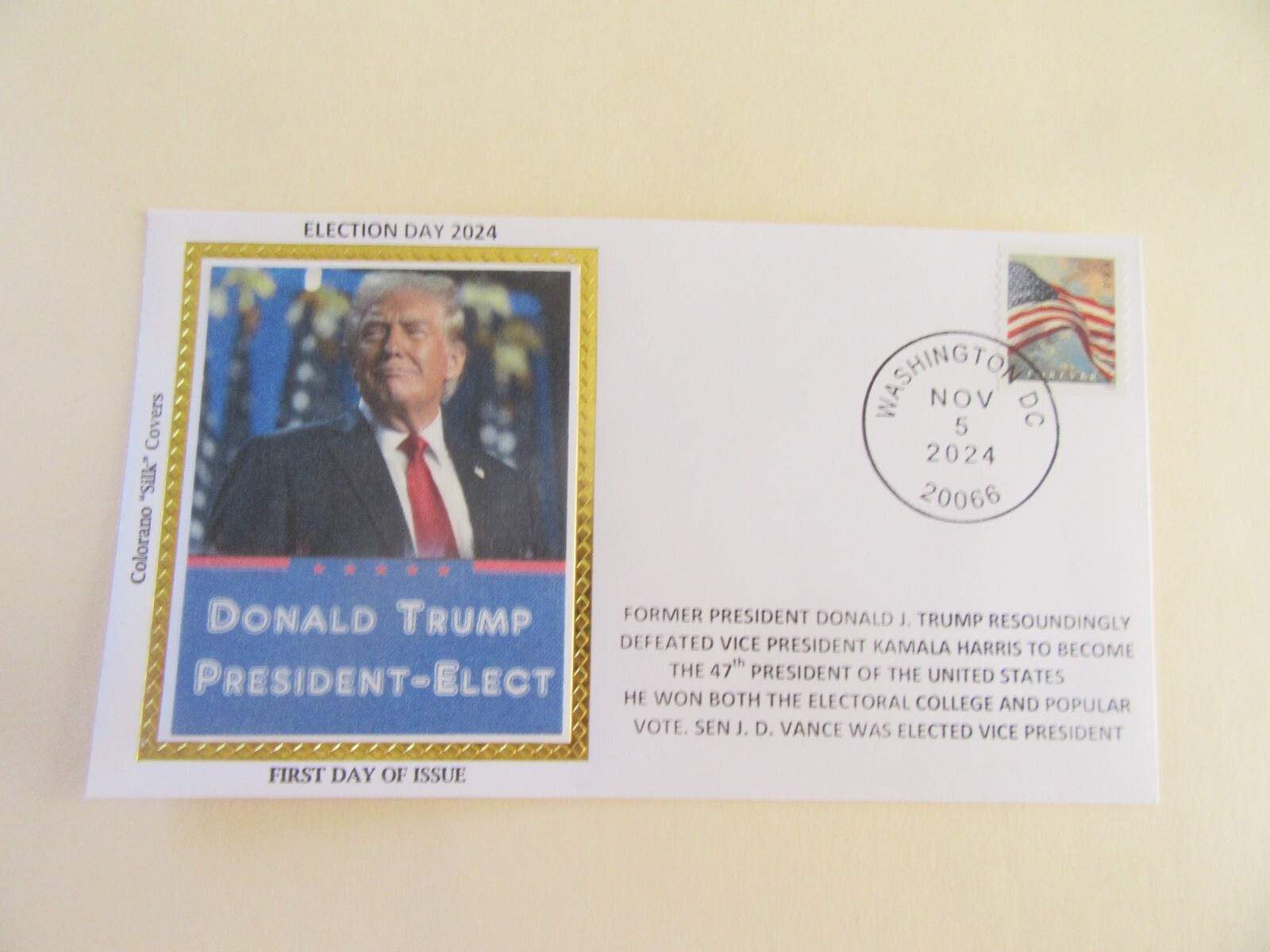 President Donald Trump 2024 Election Day Cover 11-5-2024 Colorano [Variety #2]