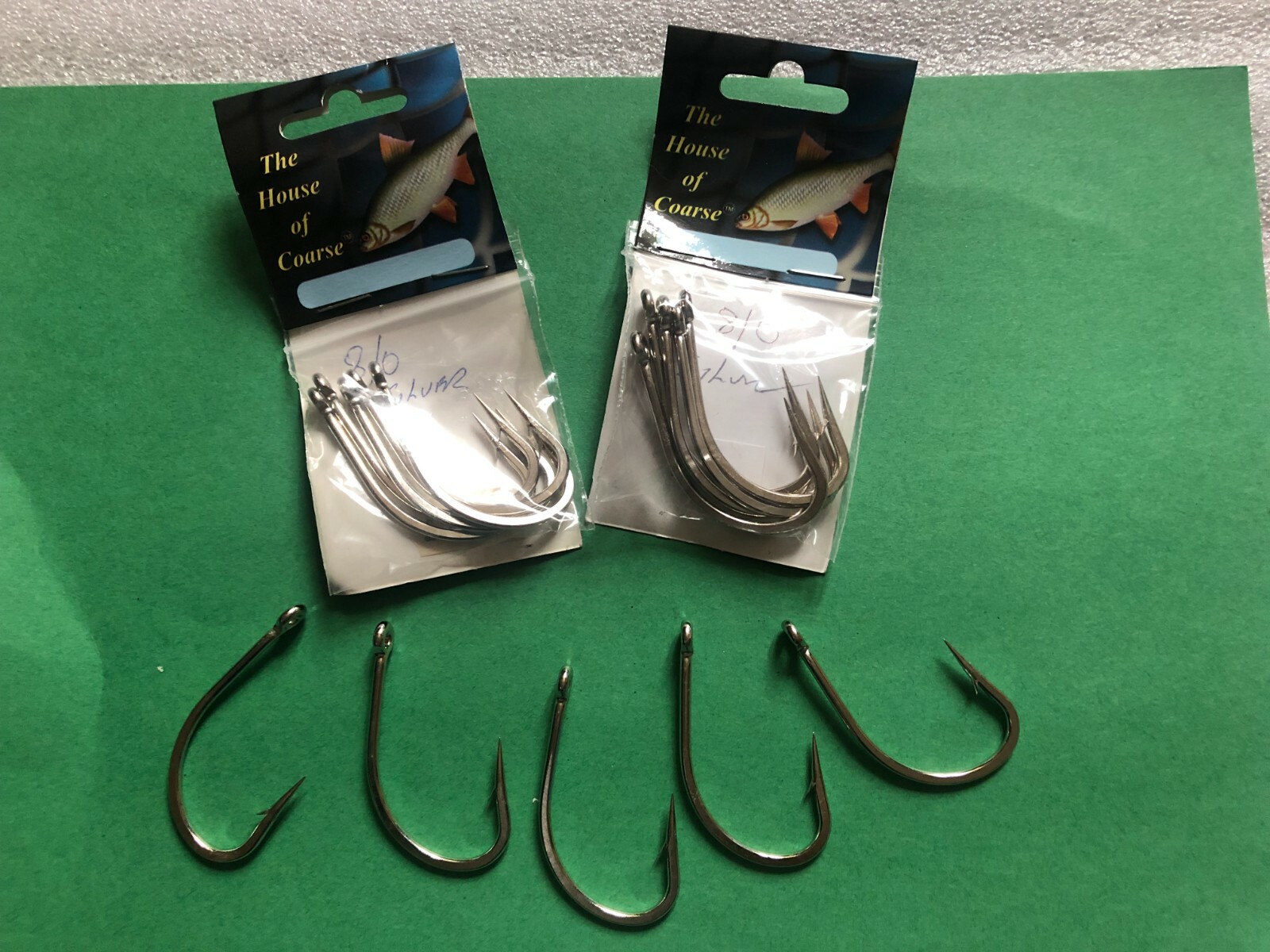 2 pks 8/0 Silver O'Shaughnessy Sea Fishing Hooks (5 per pk)