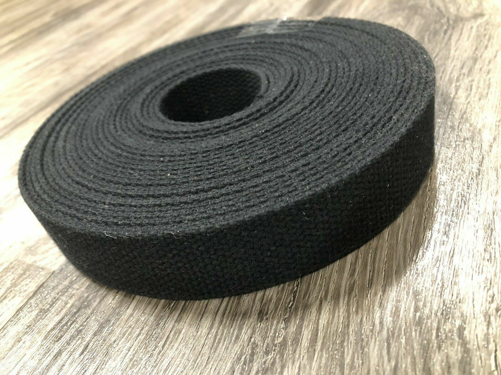 5 Yards 1.25" Cotton Webbing BLACK Key Fobs Purse Straps Handles Belts Collar