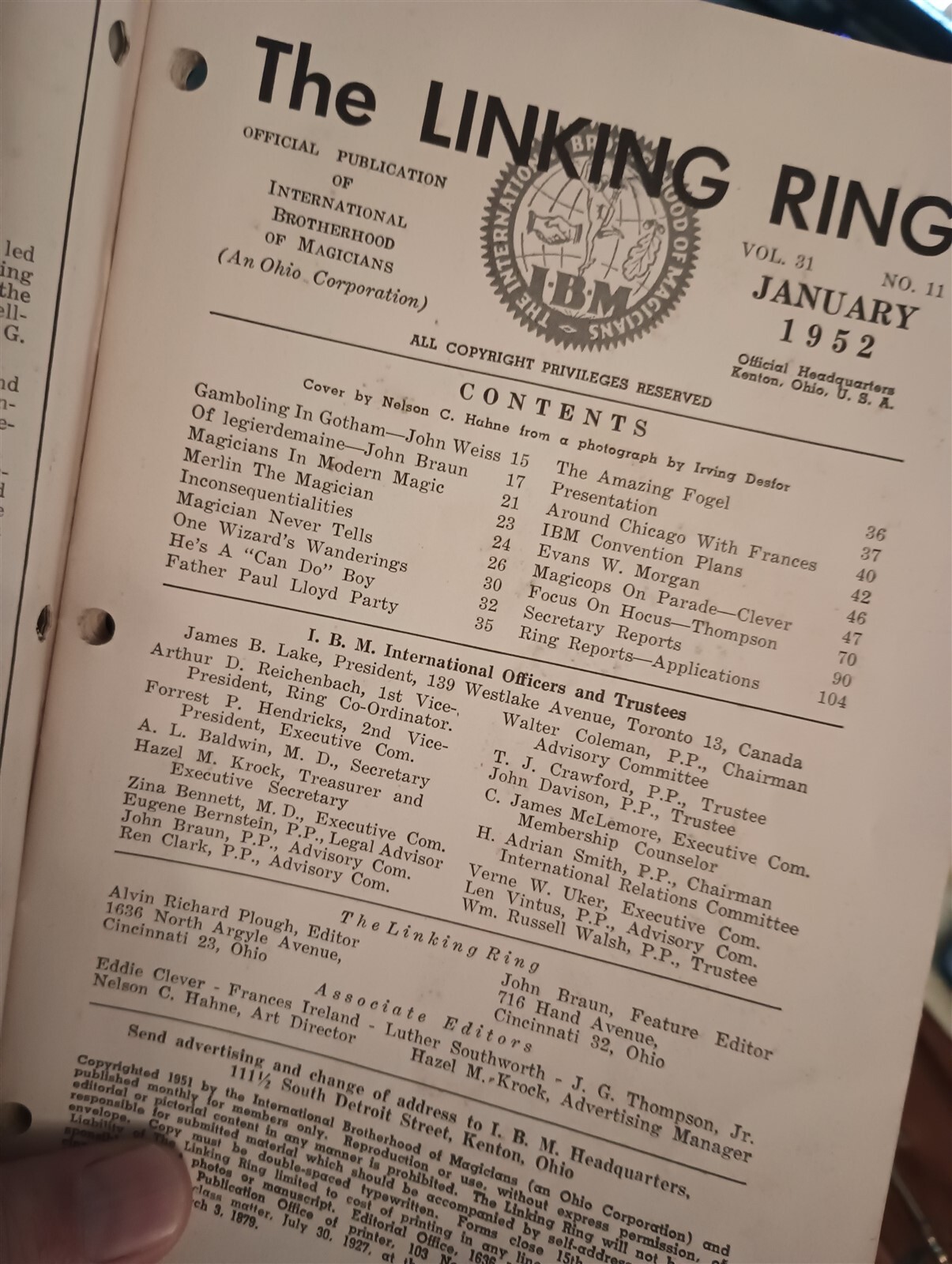 John Weiss Linking Ring January 1952