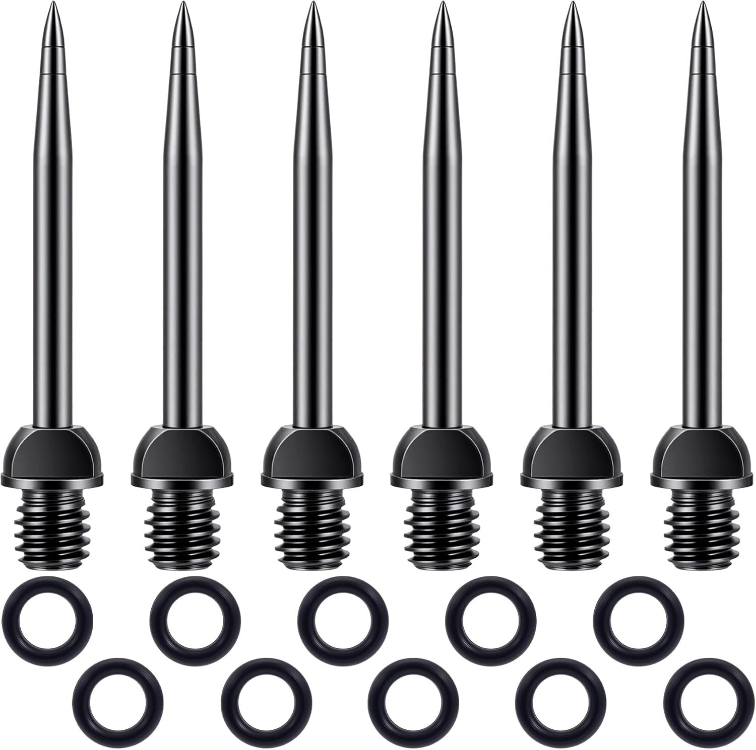 16Pcs Steel Dart Tips Points Set, 6Pcs Dart Tips Points with 10Pcs O Type Rubber