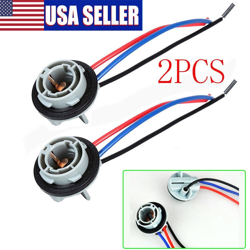 2PCS 2357 1157 LED Pig Tail Plug Stop Brake Turn Light Bulb Socket Harness Wire