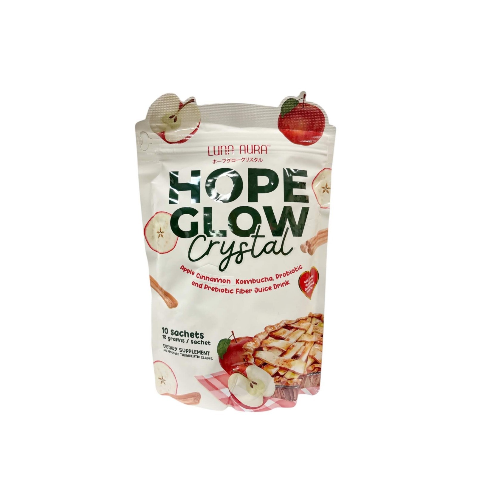 Luna Aura HOPE GLOW Crystal Apple Cinnamon Kombucha