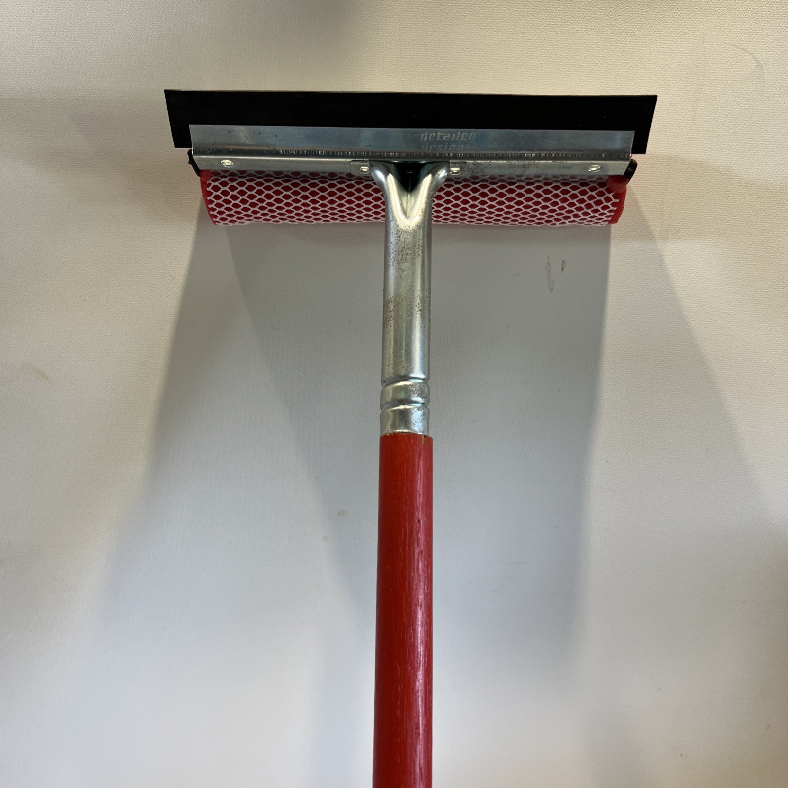 Vintage Red Wood Handle Window Glass Cleaner Tool Made By Detailed Designs