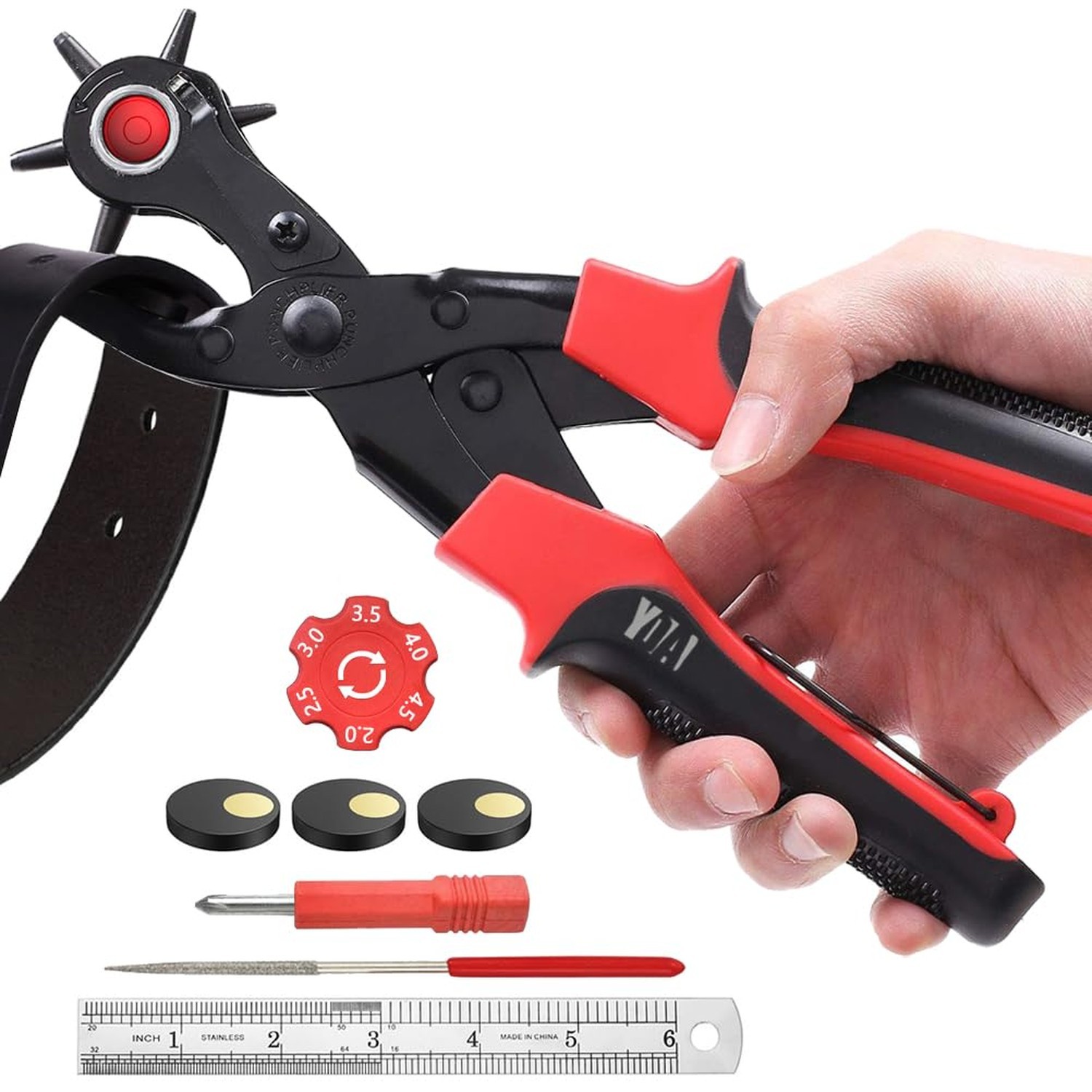 Leather Hole Punch Tool Set, Belt Hole Puncher Kit, Professional Puncher for ...