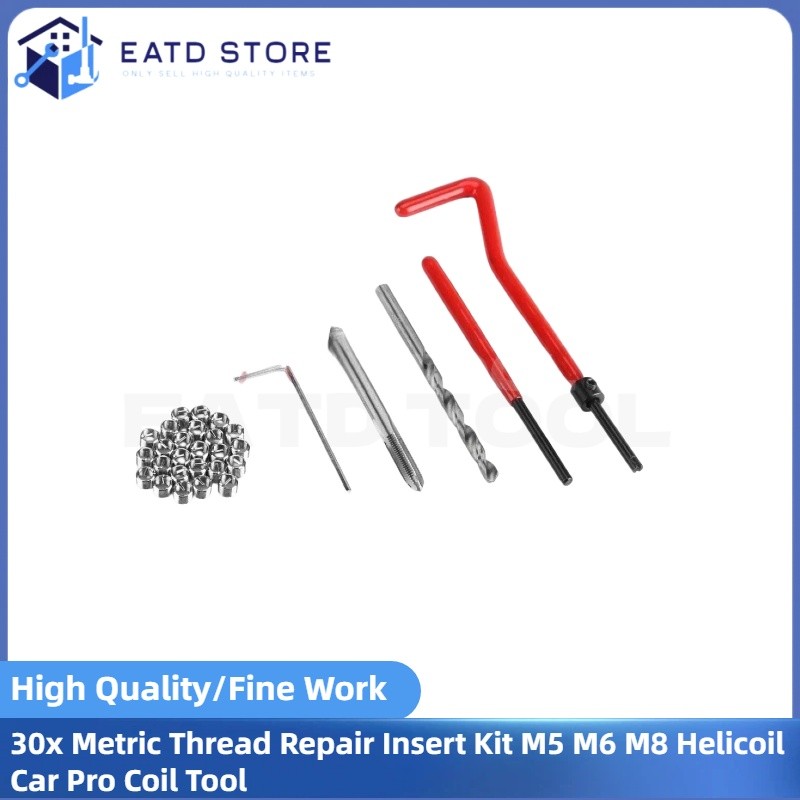 30x Metric Thread Repair Insert Kit M5 M6 M8 Helicoil Car Pro Coil Tool